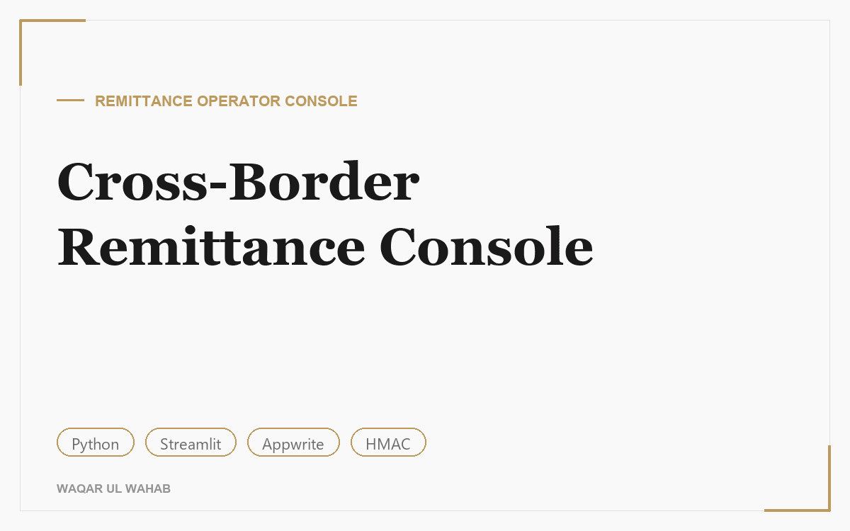 Cross-Border Remittance Console preview